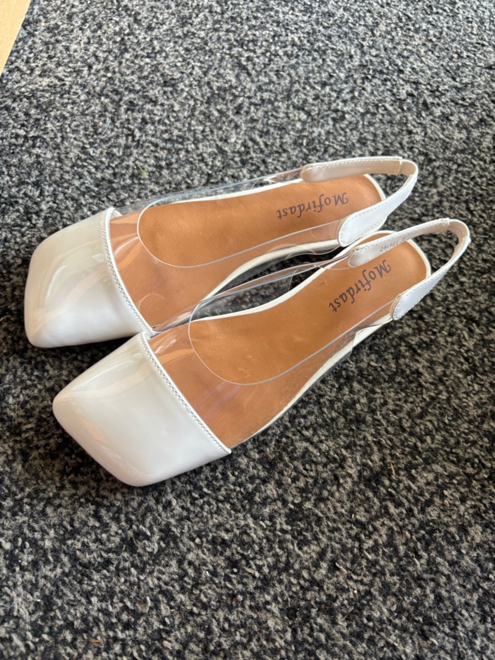 Mofirdast White Clear Slingback Flats Size 7 - Picture 3 of 9